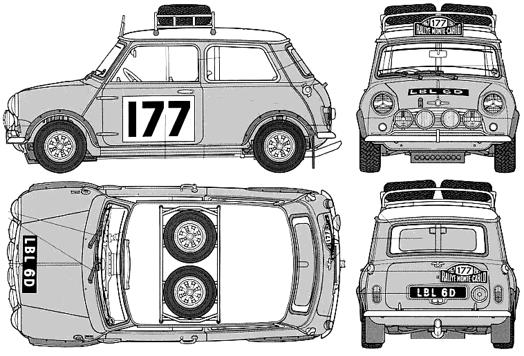 1965 Austin Mini Cooper S 1275 Rally Hatchback blueprint