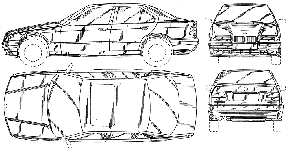 1990 BMW 3Series E36 Sedan blueprint