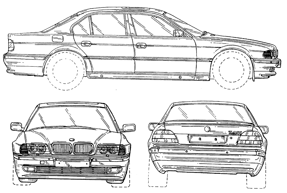 1996 BMW 7Series E38 Sedan blueprint