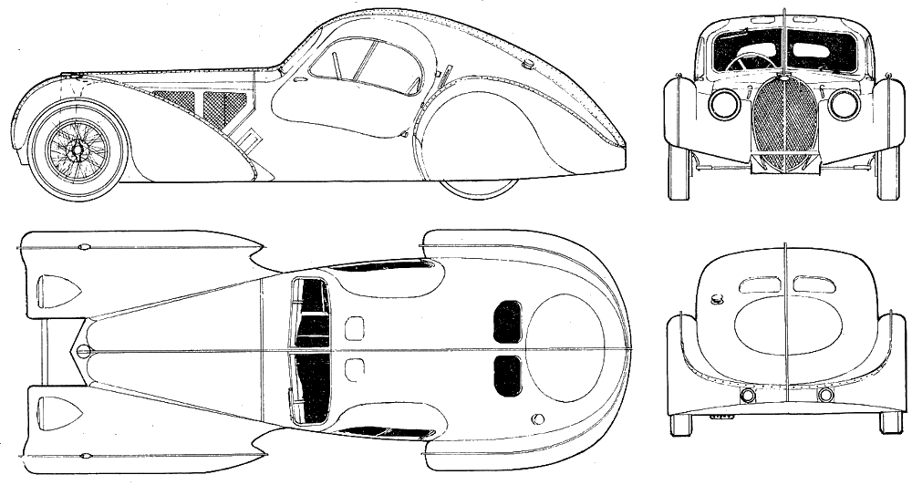 1936 Bugatti Type 57 SC Atlantic Coupe blueprint