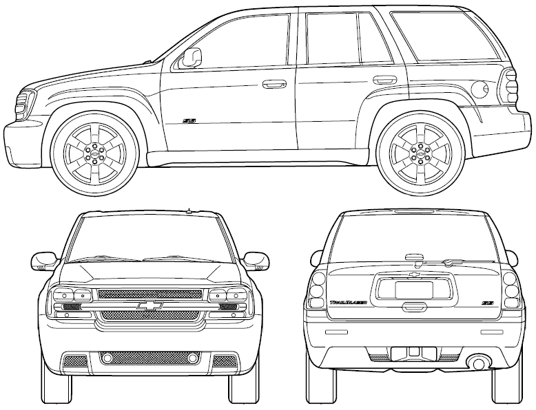 CAR blueprints 2006 Chevrolet TrailBlazer SUV blueprint
