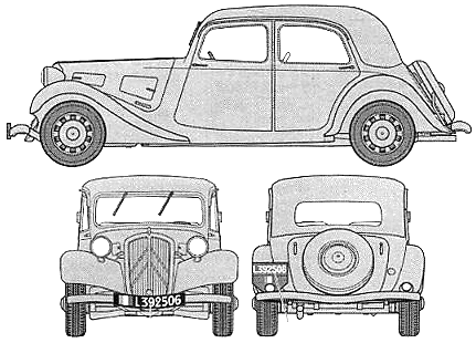 1939 Citroen 11CV Traction Avant Sedan blueprint