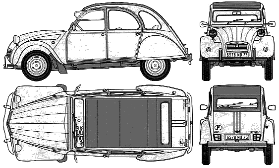 1963 Citroen 2CV6 Hatchback blueprint