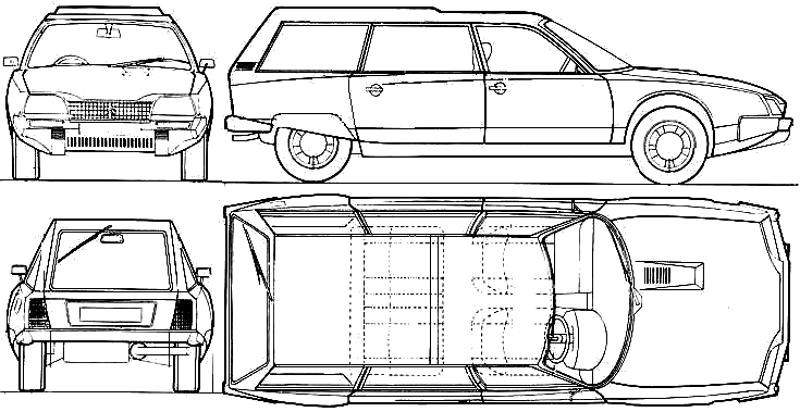 1975 Citroen CX Familiale Break Wagon blueprint