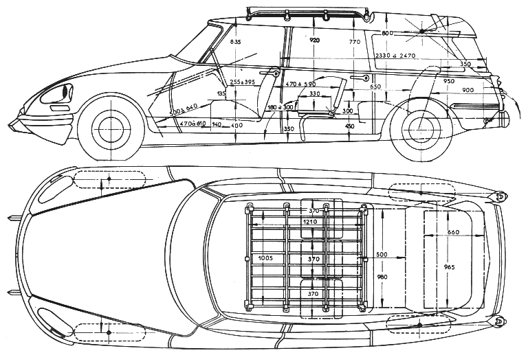 1969 Citroen DS 21 Safari Break Wagon blueprint