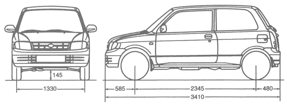 1998 Daihatsu Cuore Hatchback blueprint