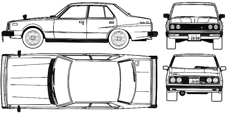 1978 Datsun 240K Skyline 2000 GT ES 4door Sedan blueprint