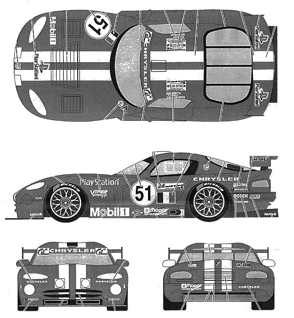 2000 Dodge Viper GTSR Le Mans Coupe blueprint