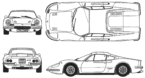 1969 Ferrari Dino 246 GT Coupe blueprint