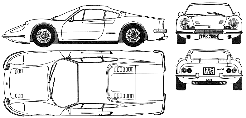 1972 Ferrari Dino 246 GT Coupe blueprint