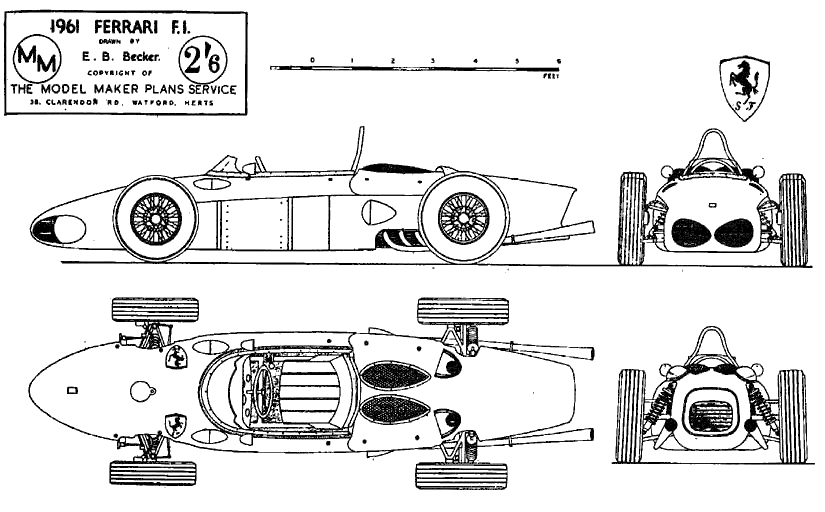 1961 Ferrari 156 F1 Sharknose Cabriolet blueprint