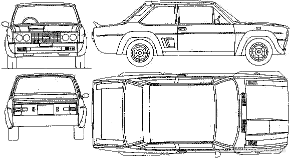 1974 Fiat 131 Mirafiori Abarth Rally Sedan blueprint