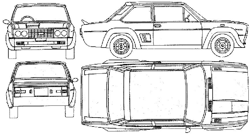 1974 Fiat 131 Mirafiori Abarth Rallye Sedan blueprint