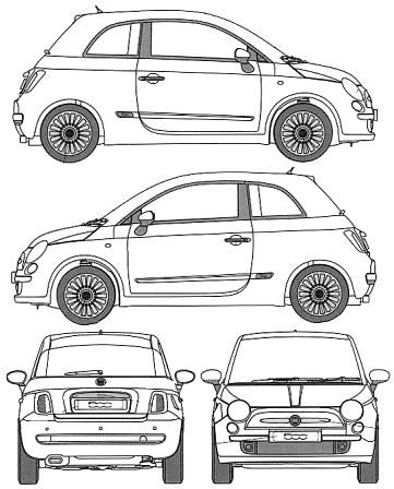 2009 Fiat 500 Hatchback blueprint