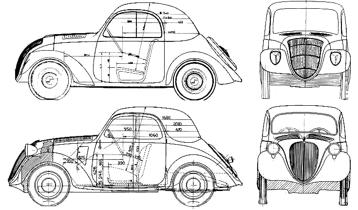 1936 Fiat 500 A Topolino Coupe blueprint