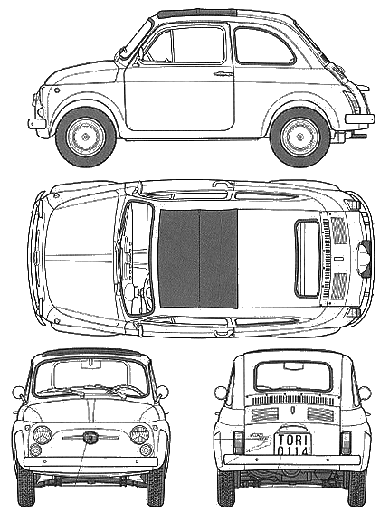 1957 Fiat 500f Coupe blueprint