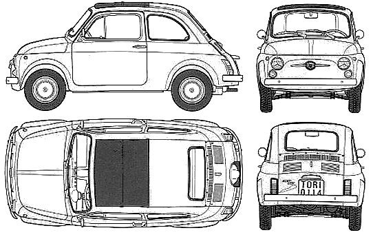 1976 Fiat 500 F Hatchback blueprint
