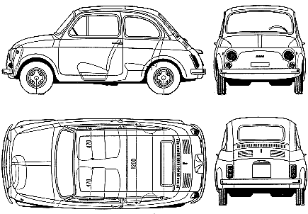 1973 Fiat 500 R Hatchback blueprint