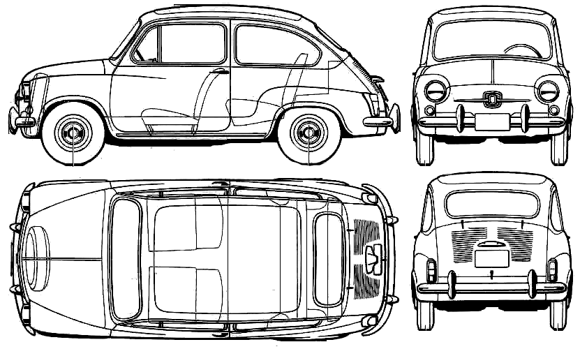 1960 Fiat 600 D Hatchback blueprint