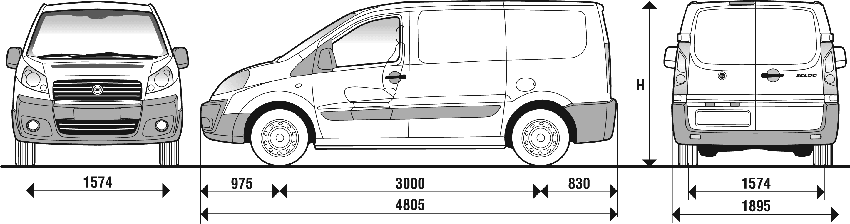 Car Blueprints Fiat Scudo Panelled Blueprints Vector Drawings