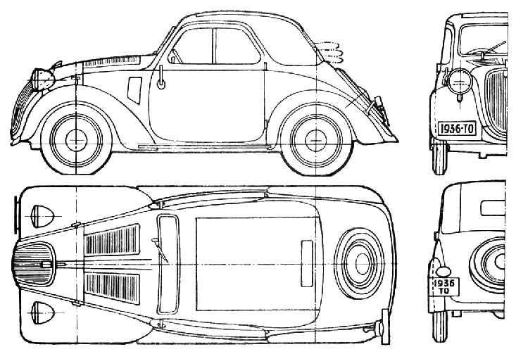 1946 Fiat 500 Topolino Coupe blueprint
