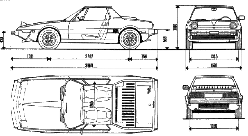 1972 Fiat X1 9 Targa blueprint