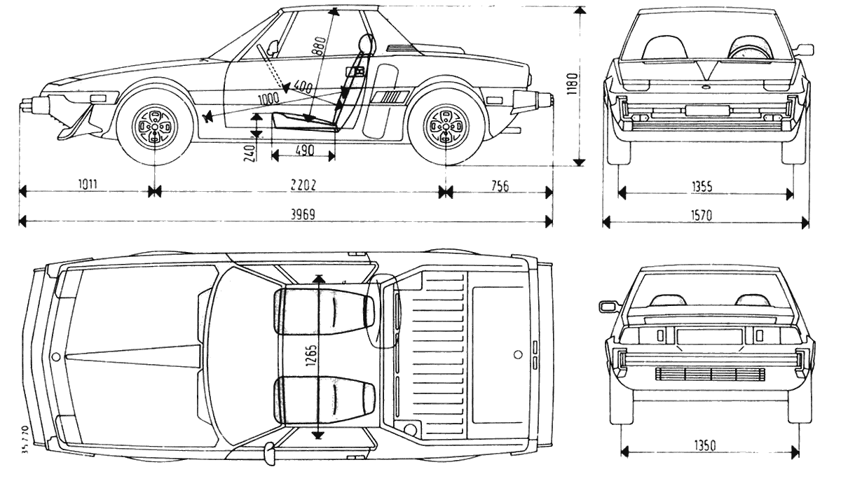 1972 Fiat X1/9 Targa blueprint