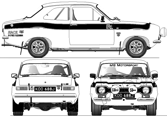 1968 Ford Escort Mk I RS 1600 Rally Coupe blueprint