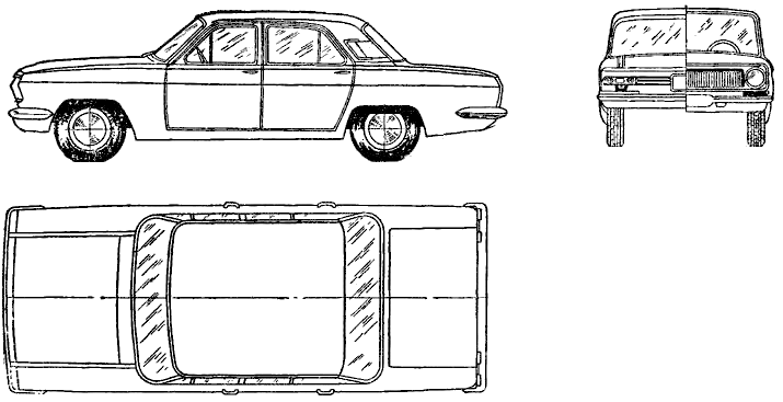 1970 GAZ Volga 24 Sedan blueprint
