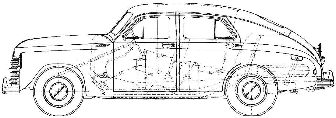 1948 GAZ M20 Pobeda Sedan blueprint