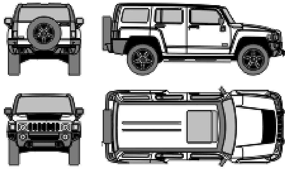 CAR blueprints 2006 Hummer H3 SUV blueprint