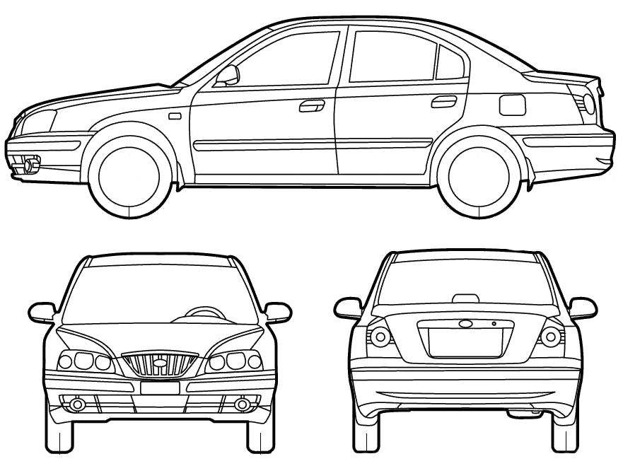 CAR blueprints 2005 Hyundai Elantra Sedan blueprint