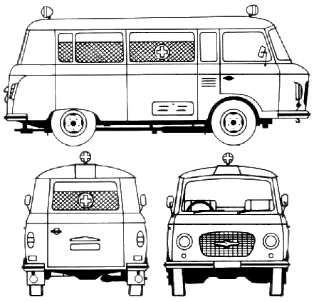 CAR blueprints 1986 IFA Barkas B1000 Ambulance Bus 