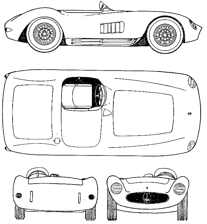 1956 Maserati 300S Nurburgring Cabriolet blueprint