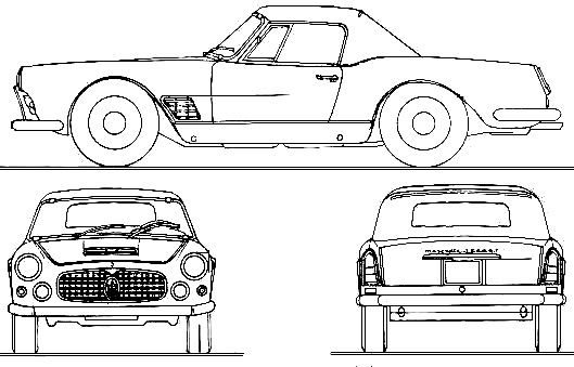 1957 Maserati 3500 Spyder Vingale Cabriolet blueprint