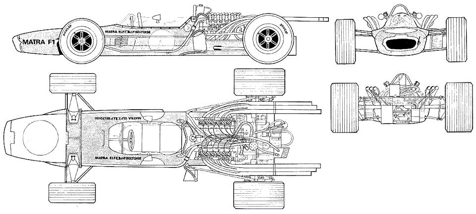 1968 Matra V12 F1 OW blueprint