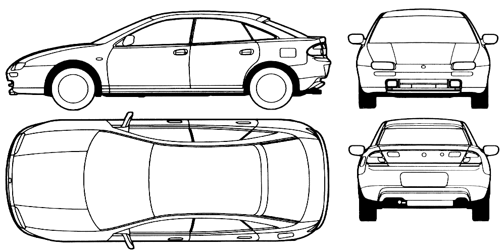 CAR blueprints 1993 Mazda Lantis Hatchback blueprint