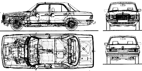 Mercedez Benz on Car Blueprints   1976 Mercedes Benz W123 230e Sedan Blueprint