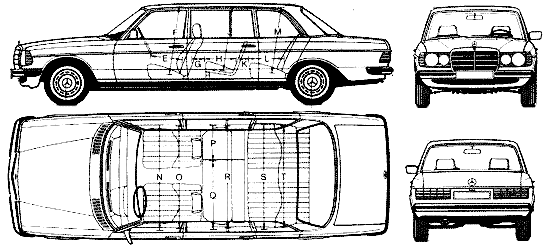 1977 MercedesBenz W123 240d LWB Limousine blueprint