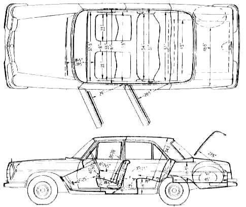 1967 MercedesBenz SClass W108 250 SE Sedan blueprint