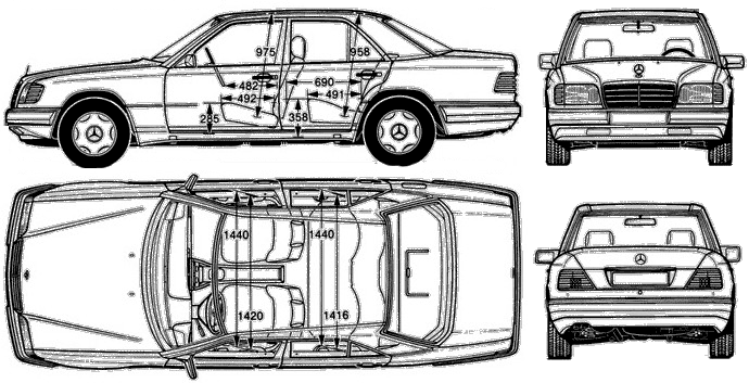 1986 MercedesBenz EClass W124 280E Sedan blueprint