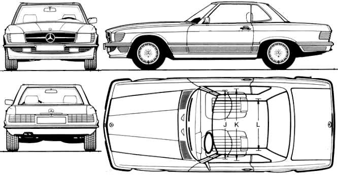 1987 MercedesBenz R107 500SL Coupe blueprint