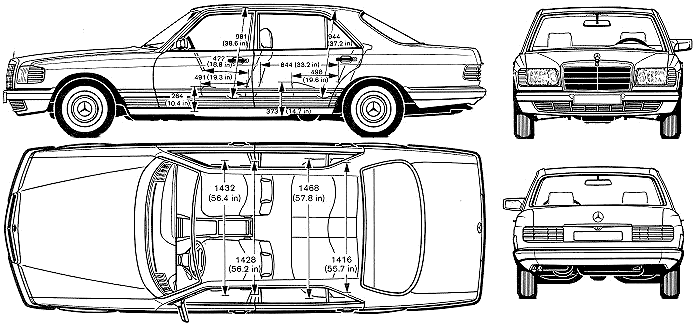 1981 MercedesBenz SClass W126 560 SEL Sedan blueprint