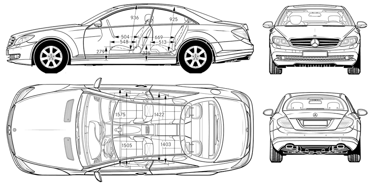 CAR blueprints 2007 MercedesBenz CL 500 Coupe blueprint