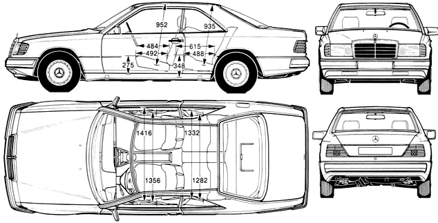 1994 MercedesBenz EClass W124 E420 Coupe blueprint