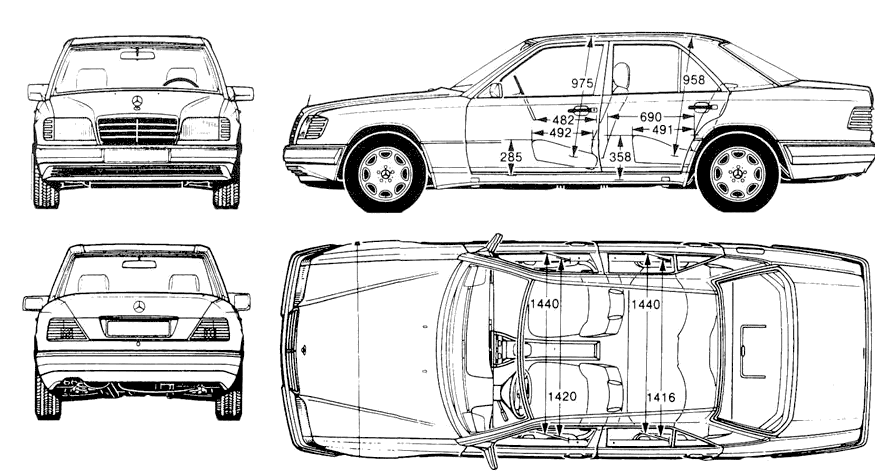1994 MercedesBenz EClass W124 E420 Sedan blueprint