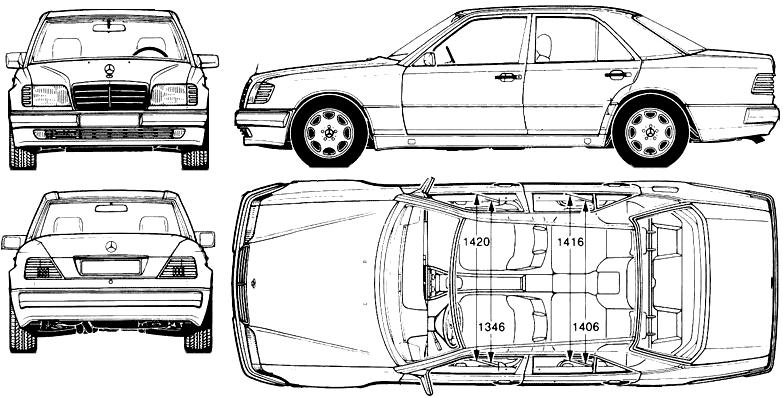 1994 MercedesBenz EClass W124 E500 Sedan blueprint