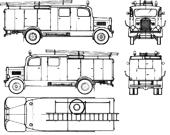 1940 MercedesBenz L3000S Fire Truck blueprint