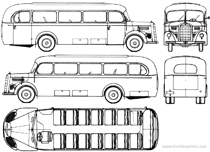 1950 MercedesBenz O3250 Bus blueprint