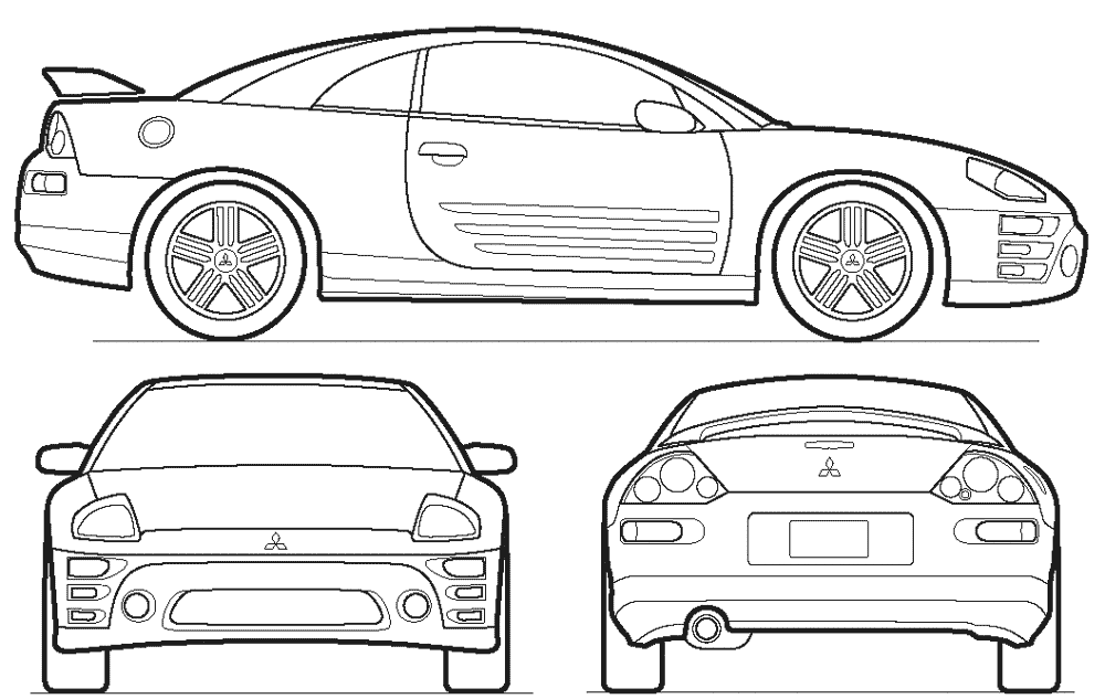 CAR blueprints 2003 Mitsubishi Eclipse Coupe blueprint